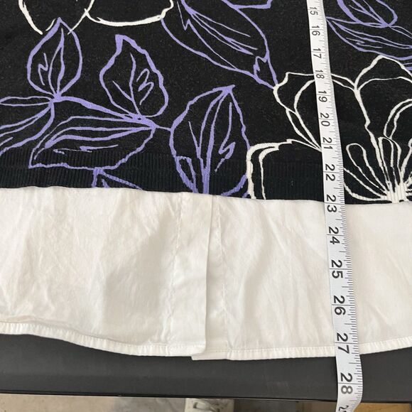 Chico’s Wildflower Scoop Neck Top Long Sleeve Twofer Pullover Color Black 270 - Picture 8 of 8